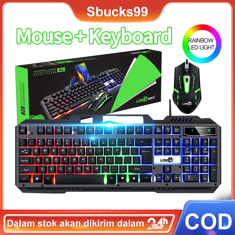 GAMING KEYBOARD DAN MOUSE Set + Gaming USB Cable 1.5M RGB Paket Keyboard Mice set