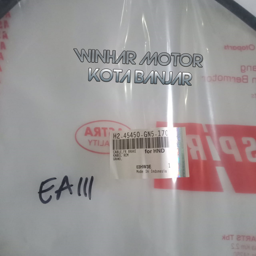 KABEL REM DEPAN ASTREA PRIMA  GRAND (SEMUA TAHUN)  IMPRESSA  LEGENDA 1 / 2 ORISINIL 45450-GN5-830
