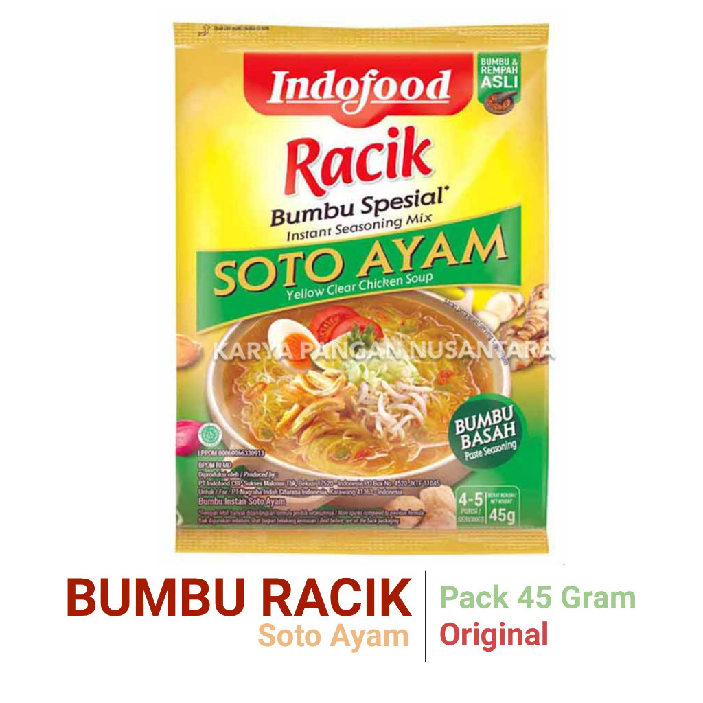 

BUMBU RACIK SPESIAl SOTO AYAM INDOFOOD BUMBU INSTANT RACIK SOTO 45 GR