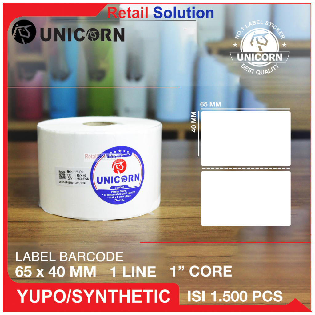 Stiker Barcode Label YUPO Synthetic - 65x40 mm / 65x40mm / 65 x 40 mm