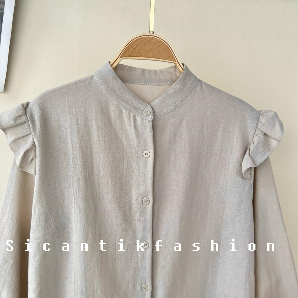 Blouse Wanita Linen Premium / Kemeja Polos Linen Lengan Panjang