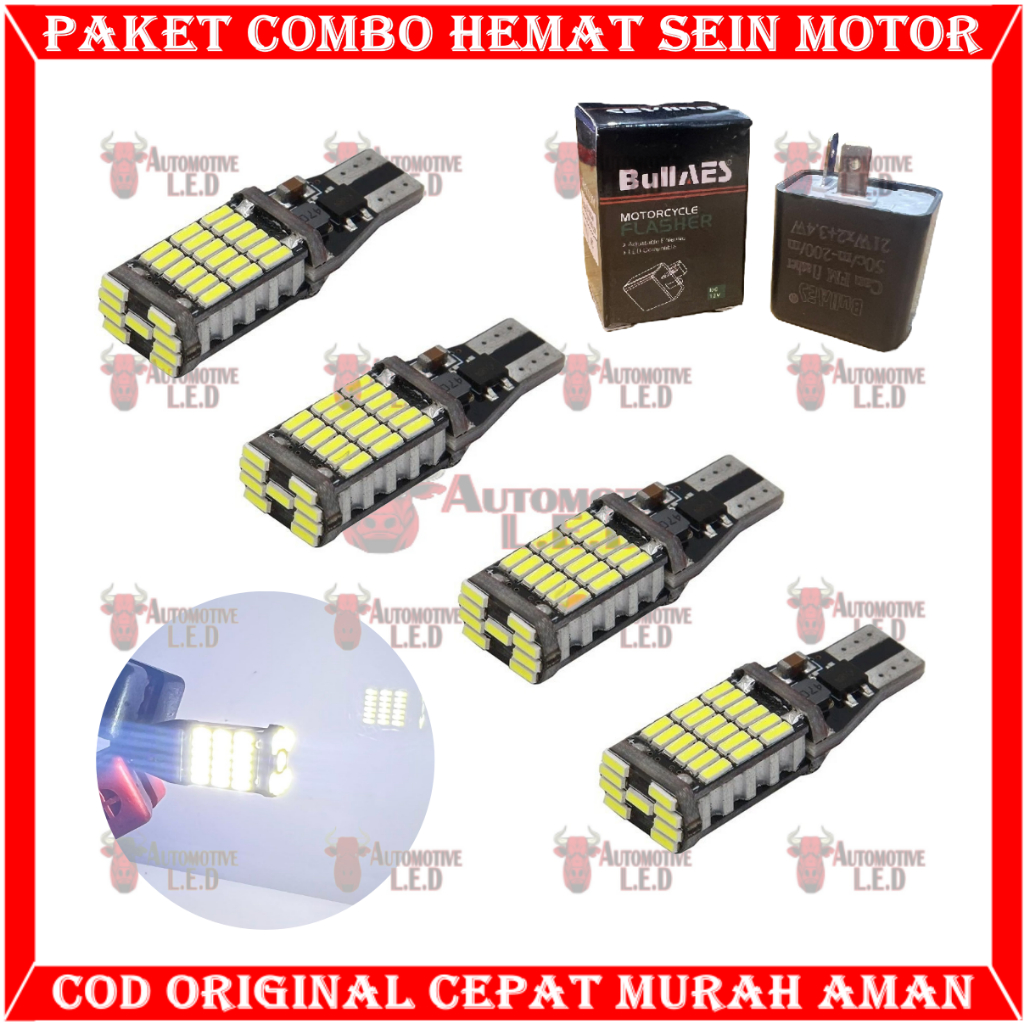 ORIGINAL COMBO PAKET HEMAT LAMPU SEIN MOTOR T15 45 LED FREE FLASHER SEIN | LAMPU SENJA MOTOR LAMPU SEN MOTOR