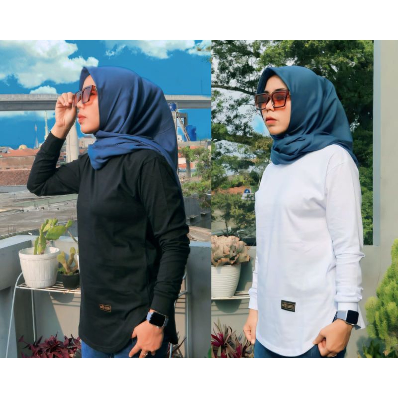 BAJU KAOS WANITA LENGAN PANJANG KAOS WANITA ORIGINAL REQILA HIGH SLIT OVAL IMPORT KAOS WANITA KEKINI
