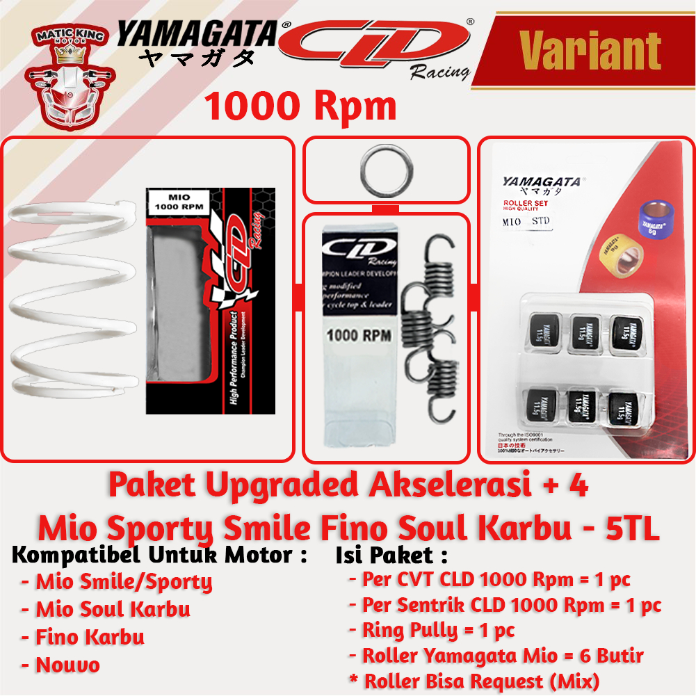 Paket Upgrade Per CVT + Sentrik + Roller Yamaha Mio M3 S Z Soul GT Fazzio Lexi X Ride Fino Freego 125 YAMAGATA CLD 1000/1500 RPM