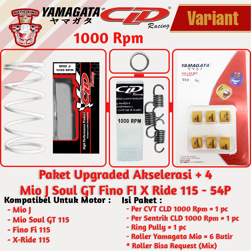 Paket Upgrade Per CVT + Sentrik + Roller Yamaha Mio M3 S Z Soul GT Fazzio Lexi X Ride Fino Freego 125 YAMAGATA CLD 1000/1500 RPM