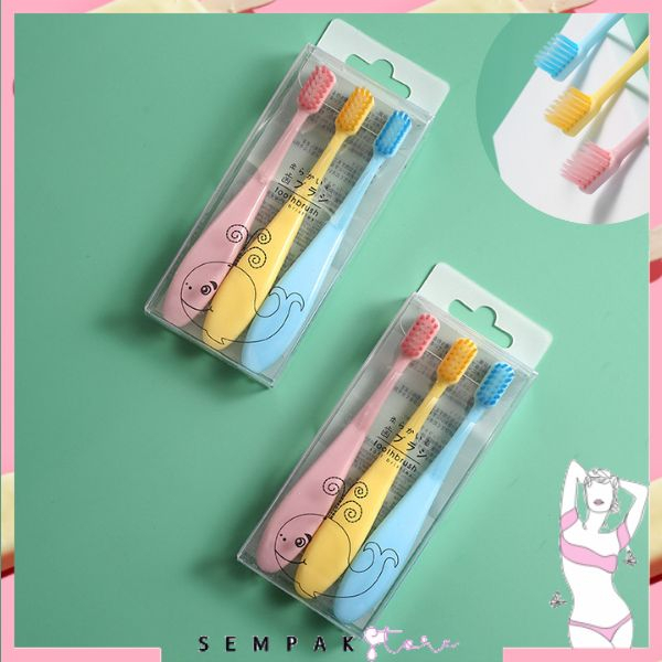 SS Sikat Gigi Anak 1 Set 3Pcs  Extra Soft Tavel Toothbrush Double Care Sikat Gigi Halus &amp; Lembut 3 IN 1 Untuk Perwatan Gigi