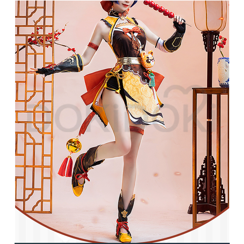 Xiangling Cosplay Game Genshin Impact Cosplay Costume Xiang Ling Costume Genshin Impact Cosplay Shoe
