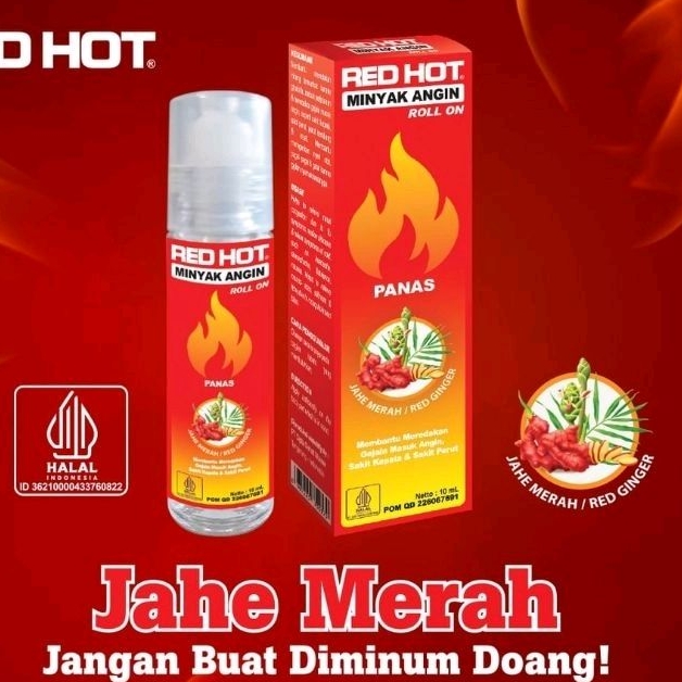 RED HOT Minyak Angin Roll On JAHE MERAH 10 ml