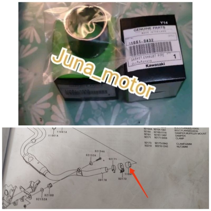 paking selencer silencer knalpot Ninja 250fi 250 fi W175 Astrella original