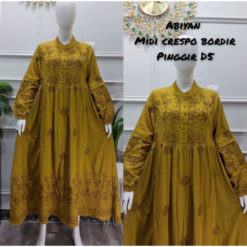 Midi dress crespo bordir pinggir d5 by abiyan