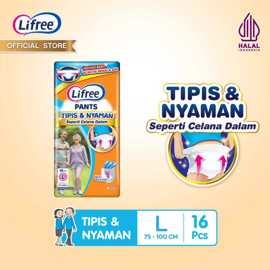 Lifree Popok Dewasa Celana Tipis &amp; Nyaman Bergerak - L 16