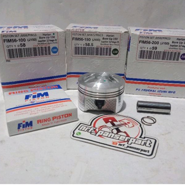 FIM56//PISTON KIT SEHER SET RING PEN 13 MM OVER SIZE/OS 57/57,5/58/58,5/59 MM BORE UP 150 CC YAMAHA 