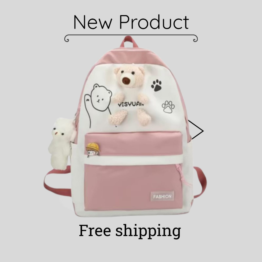 TAS RANSEL WANITA ANTI AIR HITAM HEIMANS D070503 BACKPACK CEWEK KOREA GENDONG PUNGGUNG SEKOLAH KULIAH