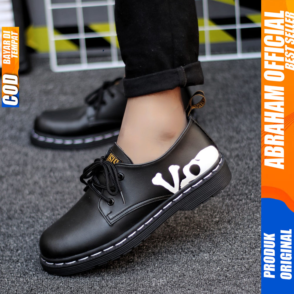 Sepatu Formal Docmart Low Boot Pantofel Kerja Hitam Pria Abraham