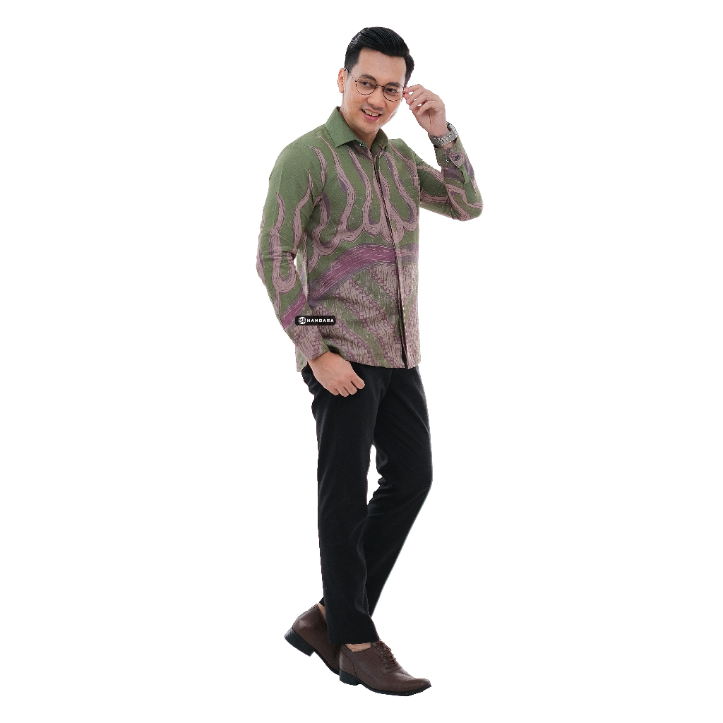 Handara Batik Pria Katun Dobby Premium Legowo Hijau Sage HB-332