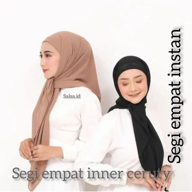 HIJAB SEGI EMPAT INSTAN PLUS INNER | SEGI EMPAT INNER 2 LAYAR CERUTY