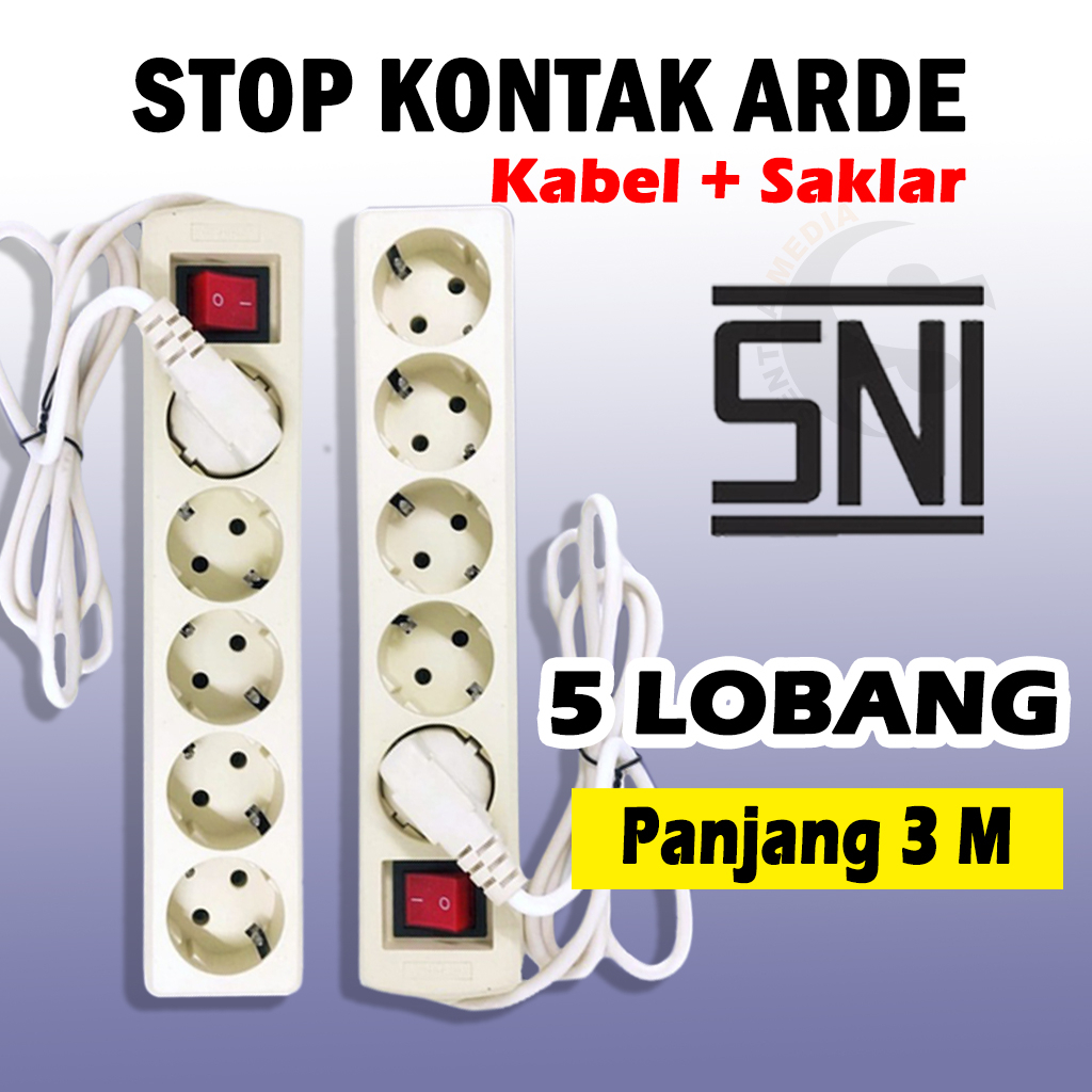 STOP KONTAK ARDE + KABEL /COLOKAN LISTRIK  PANJANG KABEL 1,5 - 3 METER