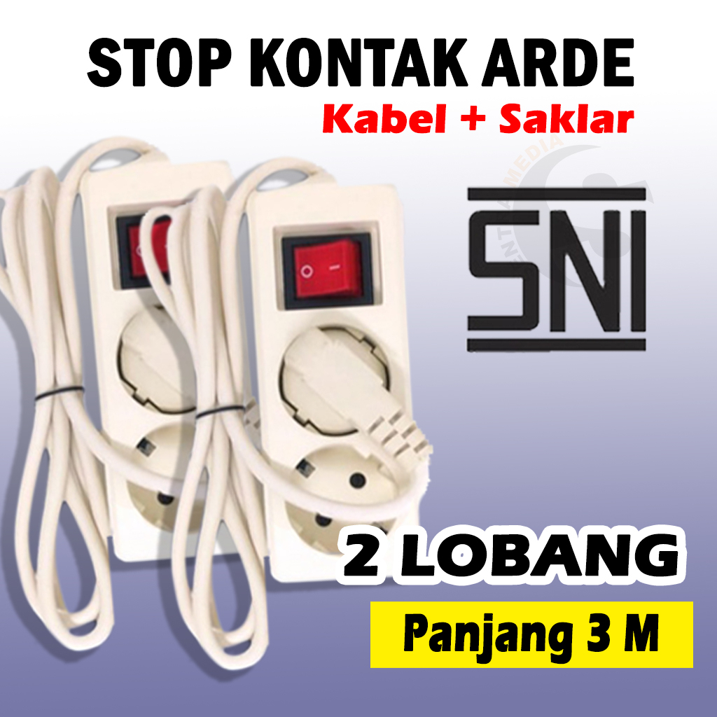 STOP KONTAK ARDE + KABEL /COLOKAN LISTRIK  PANJANG KABEL 1,5 - 3 METER