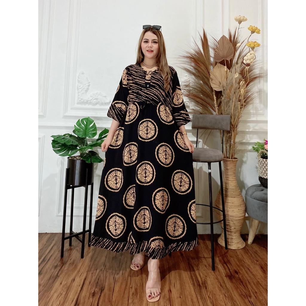 PAKAIAN WANITA DASTER PANJANG LONG DRESS MAURA PRINTING TERBARU