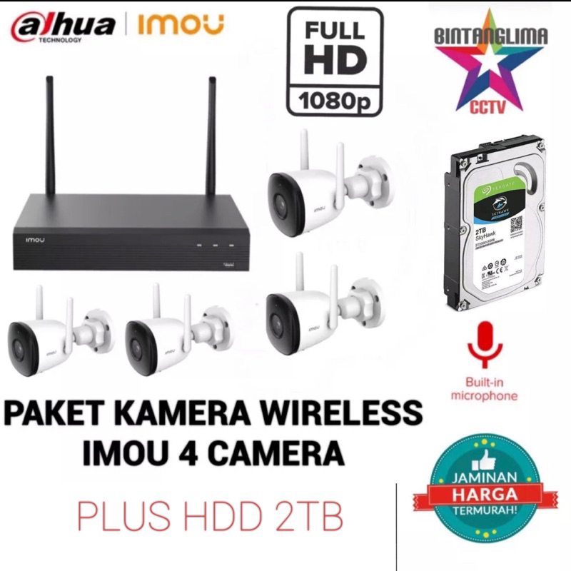 PAKET CCTV IMOU WIRELESS 4 KAMERA OUTDOOR