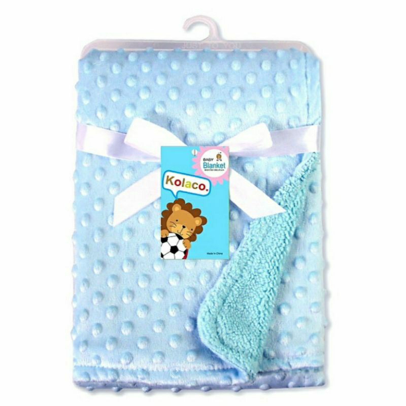 Selimut Bayi Fleece Bubble Minky Dot  102x76cm Warna Polos | Baby Blanket Newborn