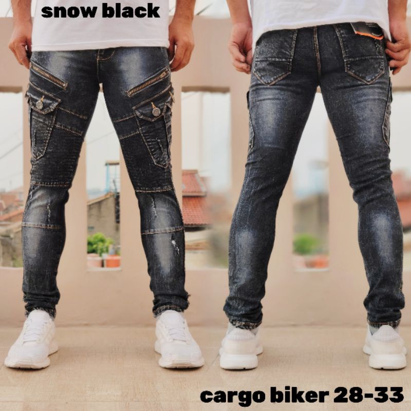 Celana Jeans Bikers Sobek Ripped Arm Man