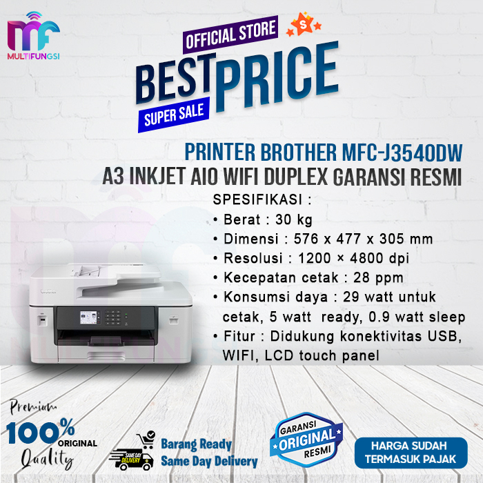 Printer Brother MFC-J3540DW A3 Inkjet AIO WIFI Duplex Garansi Resmi