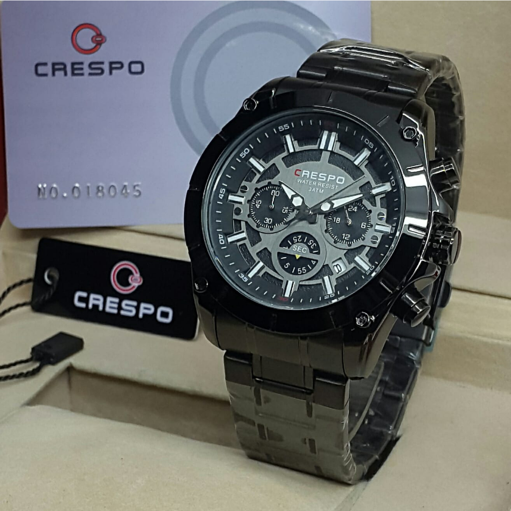 [COD] Jam Tangan Pria Crespo Original Chronograph Rantai Stainless Steel