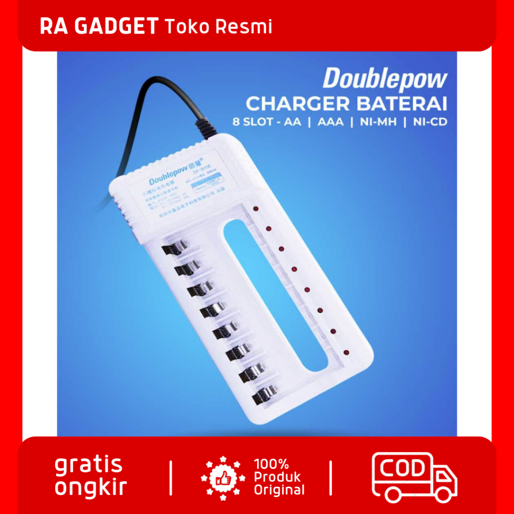 Charger Baterai 8 slot for AA AAA Ni-MH Ni-CD / Alat Cas Casan Pengisi Daya Batu Baterai Abc AA AAA 