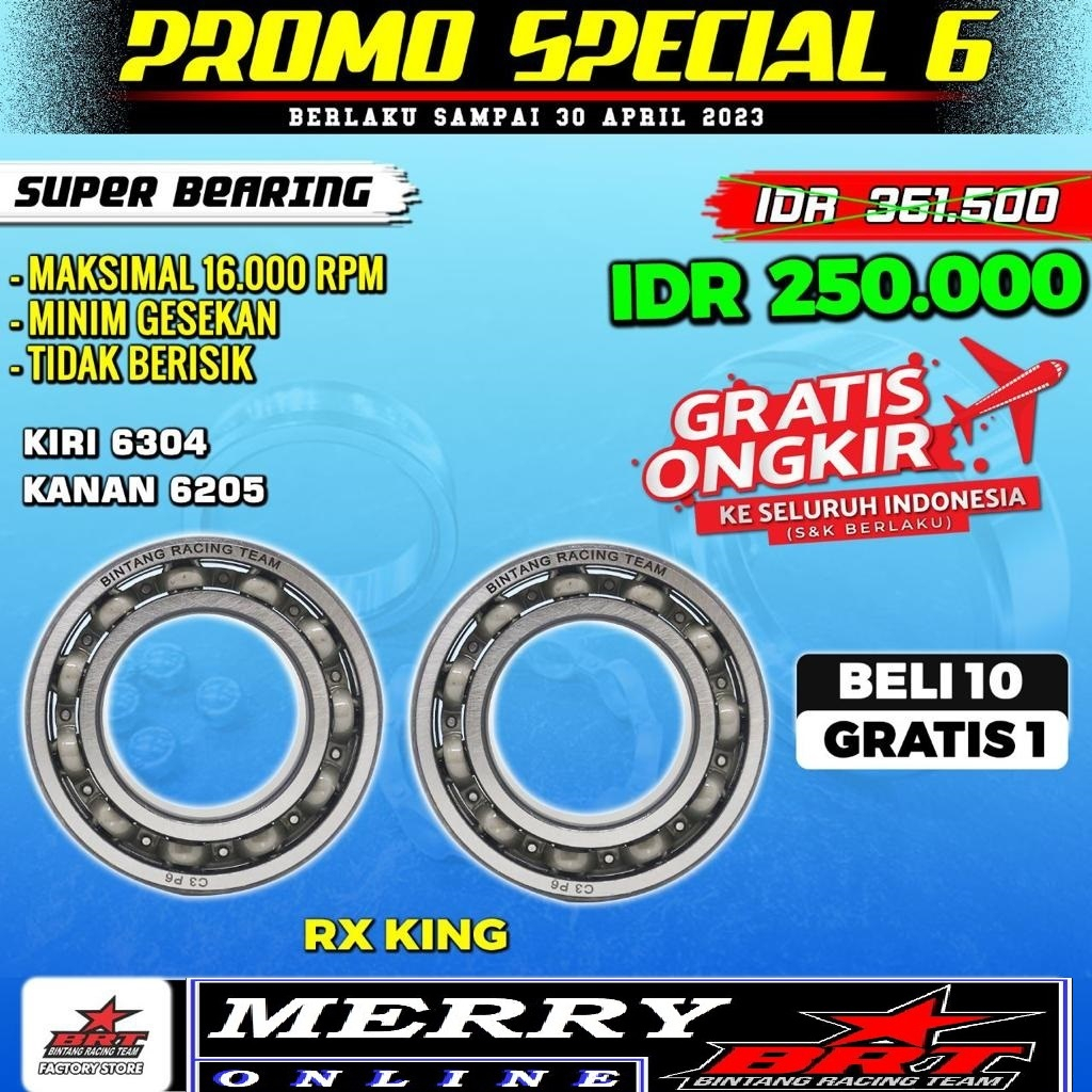 Promo 87 89 Super Bearing BRT Klaher Kruk as 6205 6205 F1ZR fizr Satria 2Tak Hiu Lumba - 6304 6205 Rx King laher