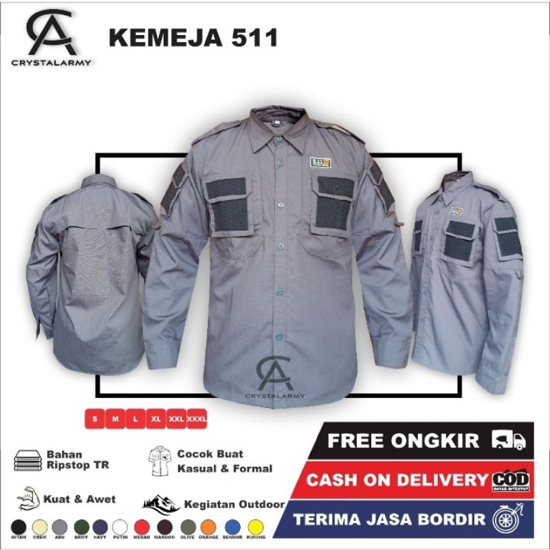 Kemeja Tactical Lengan Panjang / Baju Kerja Pria