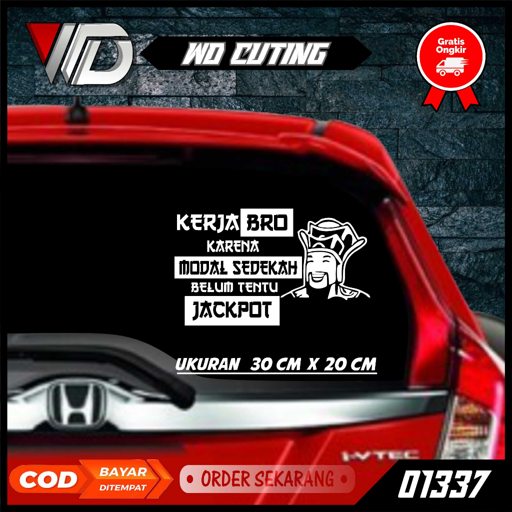 01337 Cutting Sticker Stiker Truk/Mobil Kakek Domino Higgs Karena Modal Sedekah Belum Tentu Jackpot