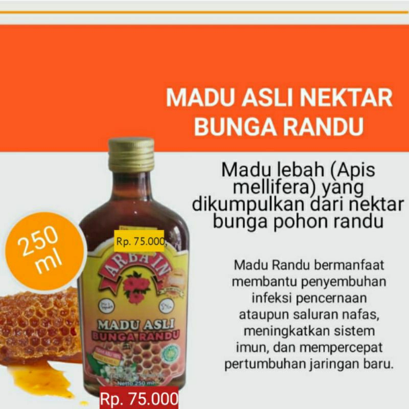 

Madu Nektar Bunga Randu Arbain 250 ml