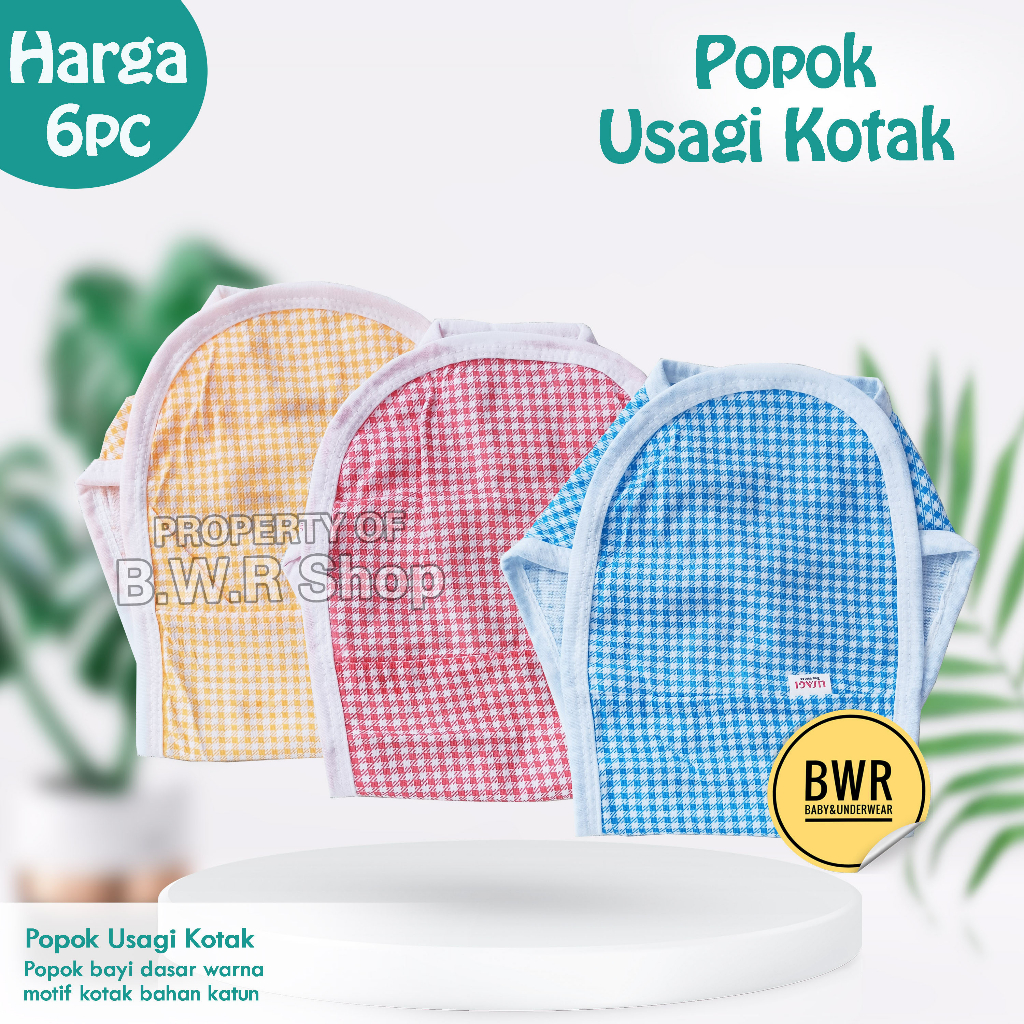 PROMO!!! [ 6pc ] USAGI - 6 PC Popok Bayi Tali Lapis Tengah Motif KOTAK - Bwr