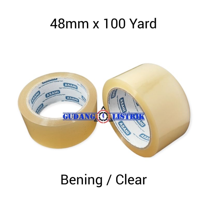 1 Roll Lakban Bening Clear 100 Yard 48 mm Besar Clear Tape ASAHI