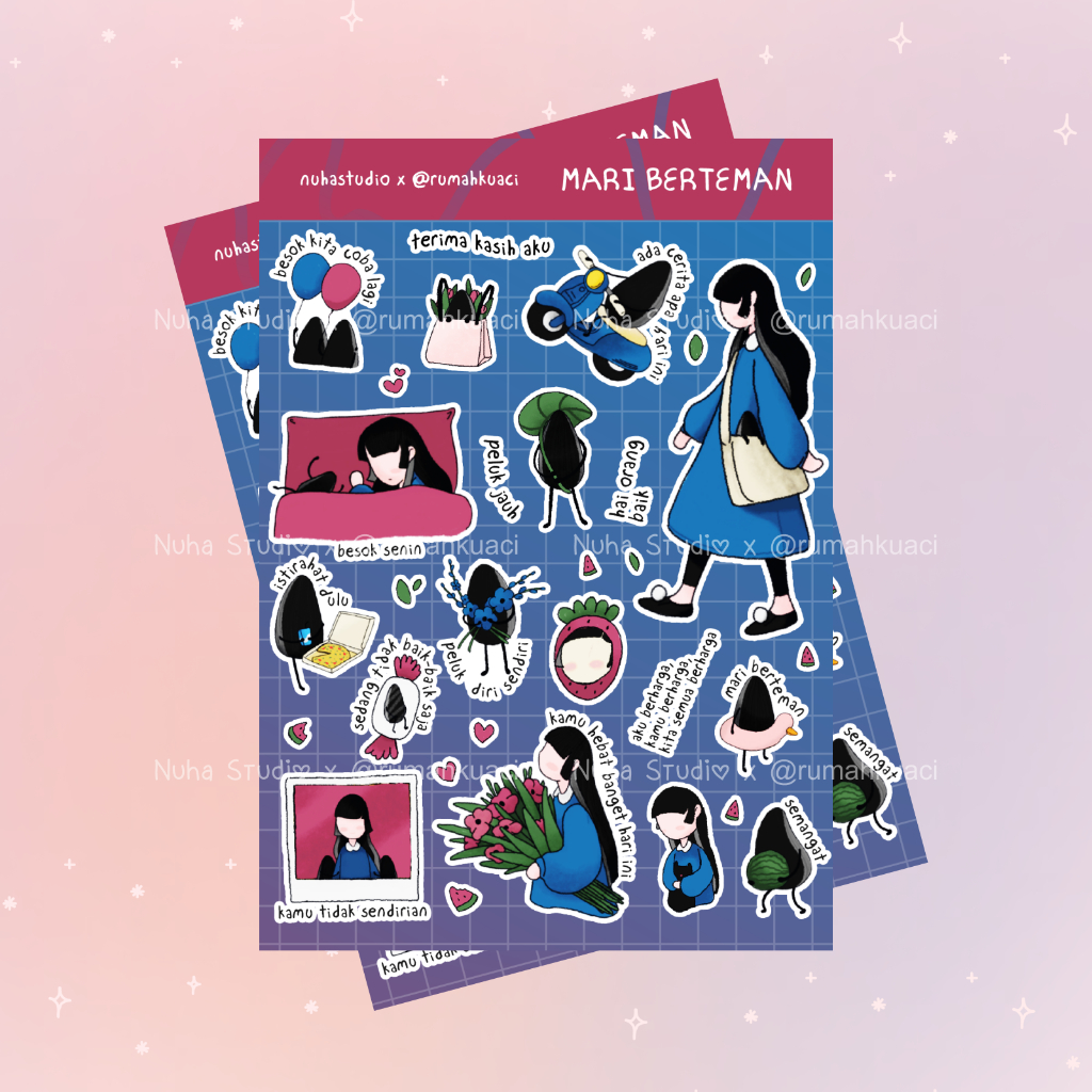 

Sticker by rumahkuaci | Mari Berteman Teman Sahabat Cewek Perempuan Skuter Istirahat Self Love Semangat Hebat Motivasi | Aesthetic Sticker Estetik Stiker HP Laptop Botol Cute Waterproof Scrapbook Diary Journal Bujo Anti Air