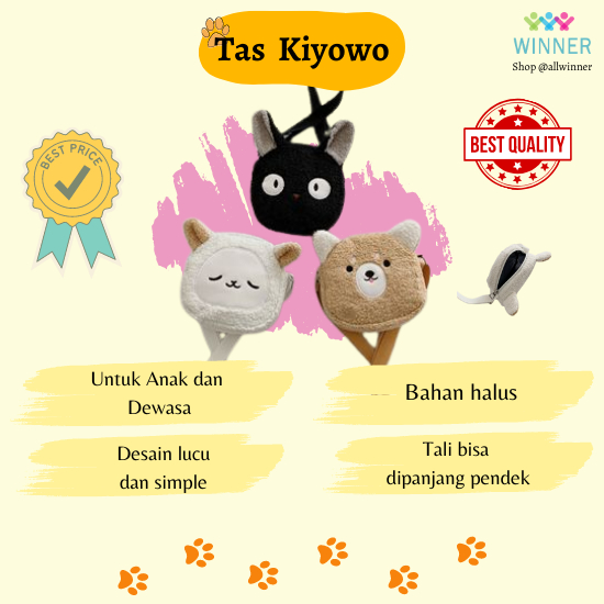 TAS ANAK SELEMPANG KIYOWO KOREA MINI LUCU Tas Anak Perempuan Doggie Bear Animal Cute Bahan Bulu Bludru Terjangkau Plush Fluffy Fur Sling Bag Wanita Tas Kasual Korean Style