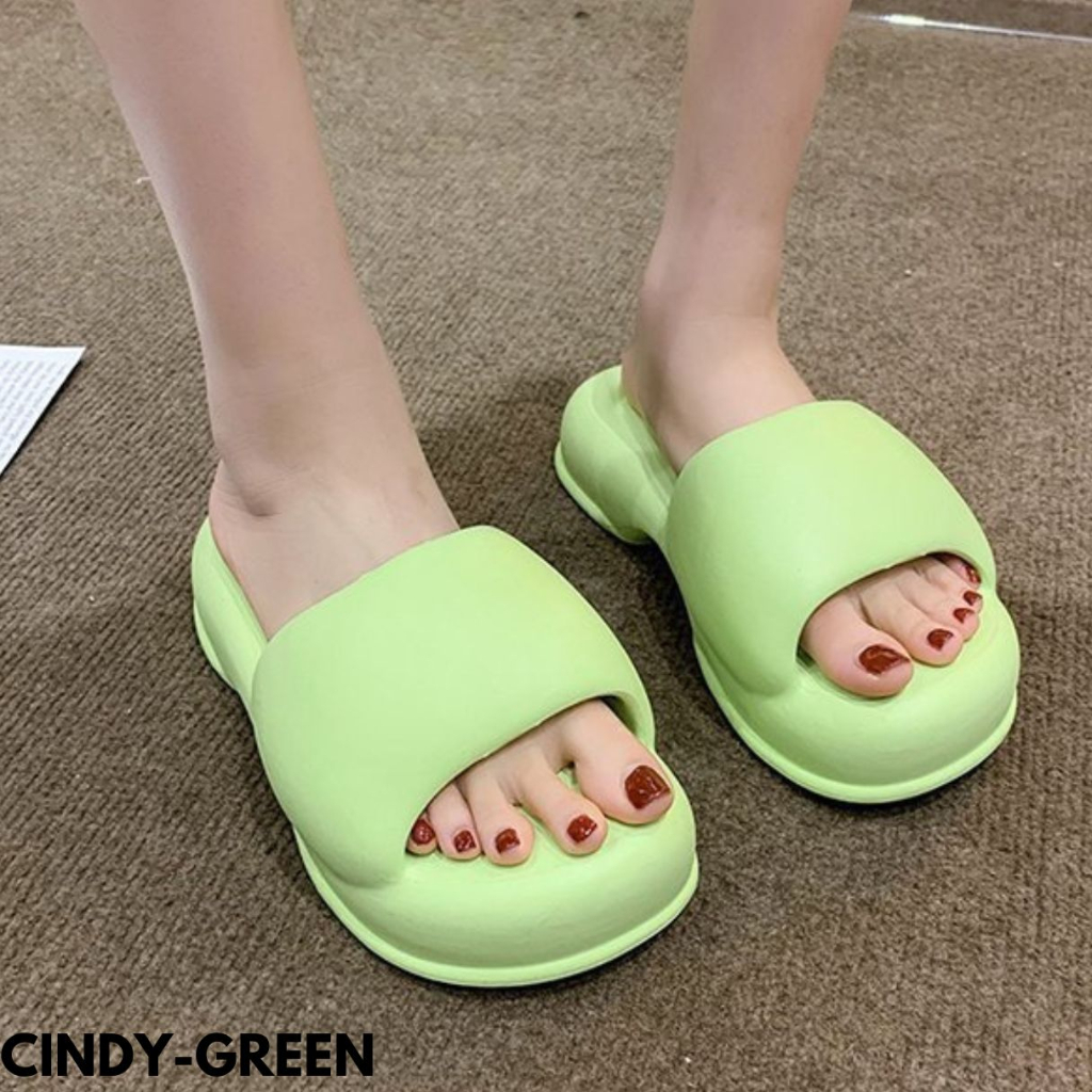 FINDME 36-41 CINDY SANDAL WEDGES SLIP-ON CANTIK WARNA KEKINIAN SIMPEL RINGAN RUBBER IMPORT