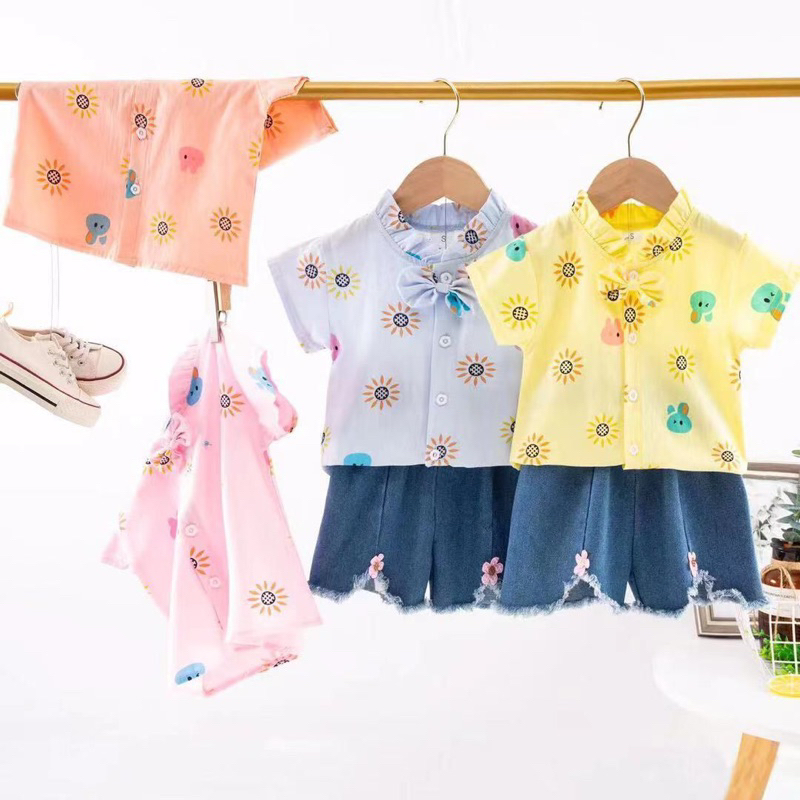 Set Jeans Anak Cewek Import Size 1-5 Tahun | Set Jeans Anak Perempuan | Baju jalan Anak