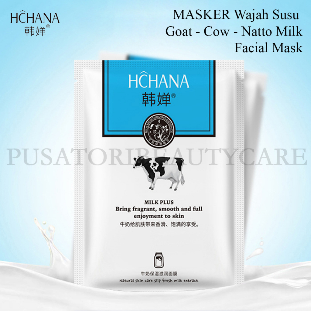 HCHANA/ROREC MASKER Wajah Susu Goat - Cow - Natto Milk Facial Mask