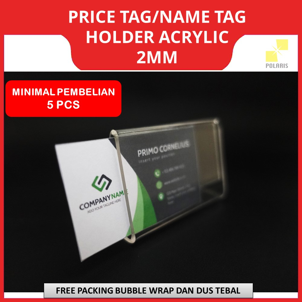 PRICE TAG ACRYLIC NAME CARD BUSSINES CARD HOLDER - LABEL HARGA AKRILIK 2 MM TEMPAT KARTU NAMA TAG HOLDER