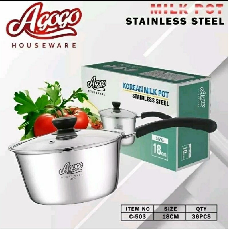 Panci susu stainless steel 18cm /panci susu agogo/panci mie