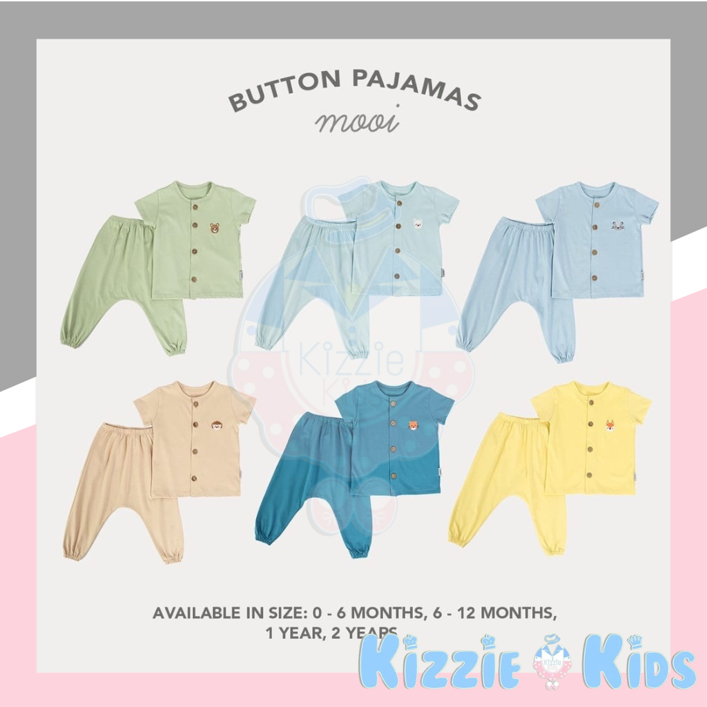 Mooi Setelan Piyama Bayi Button Pajamas PENDEK PANJANG