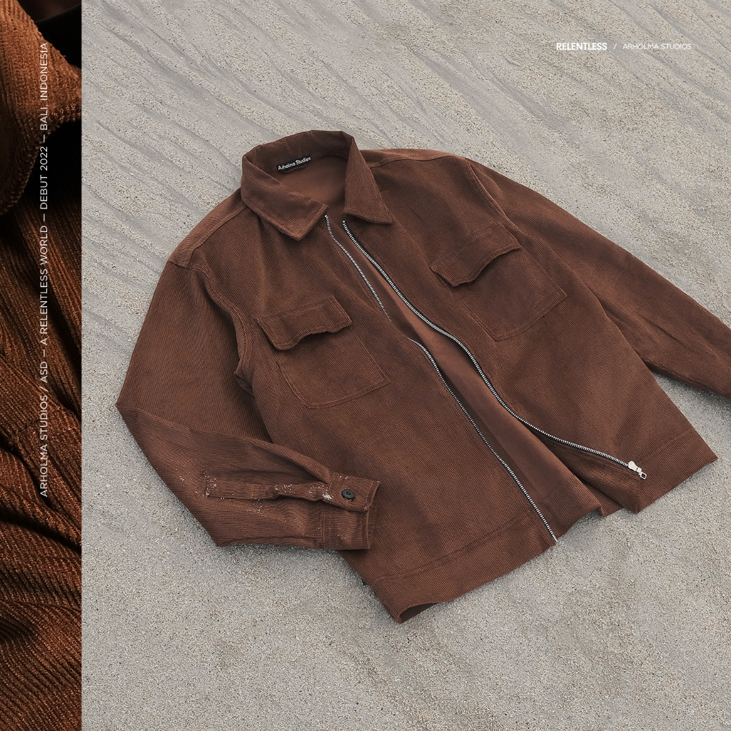 ARHOLMA STUDIOS - CORDUROY ZIP JACKET 'HIRAETH' BROWN