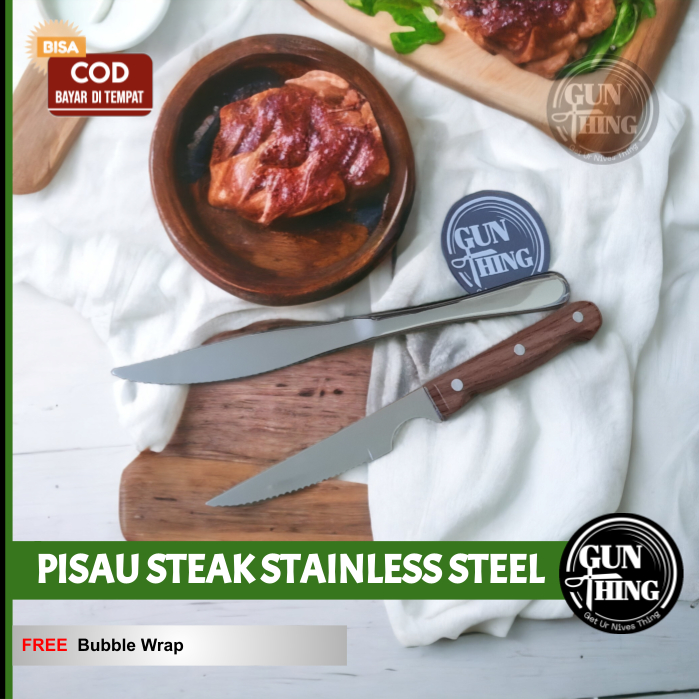 Pisau Steak - Wood Handle / Full Stainless Steel  - GunThing