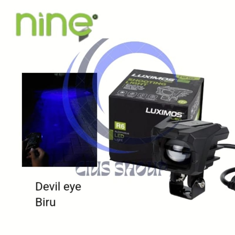 NINE LUXIMOS SHOOTING LIGHT R6 DEVIL EYE 45 WATT 2 WARNA PUTIH KUNING LAMPU SOROT MOTOR DAN MOBIL