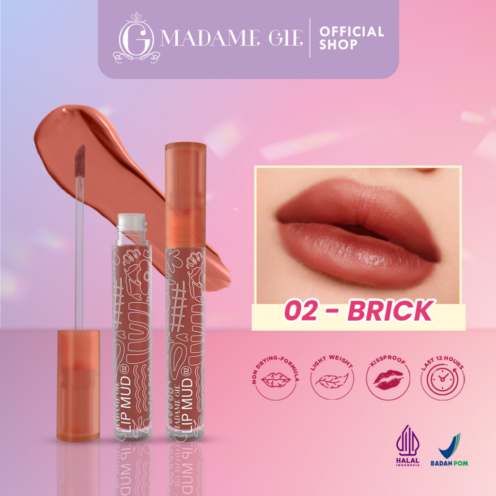 Madame Gie Lip Mud - Makeup Lipstick Velvet Multi-use Transferproof