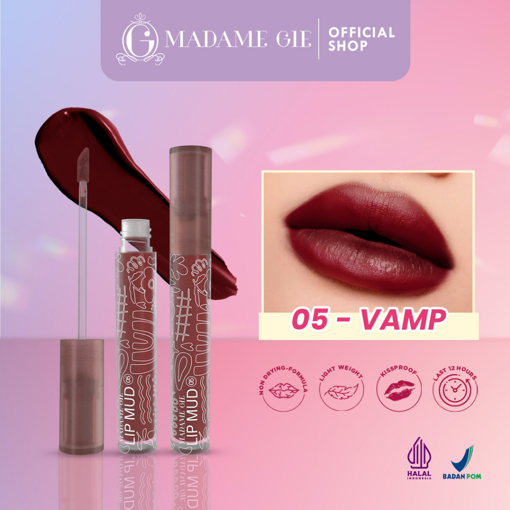 Madame Gie Lip Mud - Makeup Lipstick Velvet Multi-use Transferproof