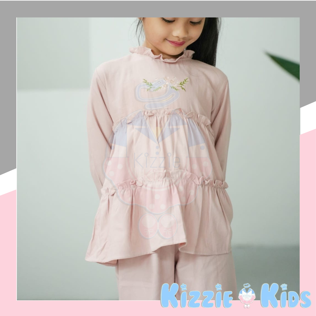 Mooi Maira Tunik Set 1-10 Tahun Setelan Raya Anak Perempuan / Setelan Tunik Ruffle Lebaran / Shafa Tunik