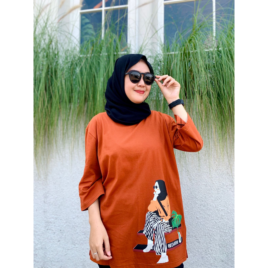 Kaos atasan wanita Oversize kaos arzheina  kaos atasan wanita hijab lengan 3/4 kaos atasan hijab